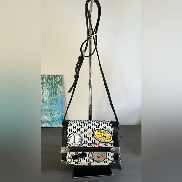 KARL LAGERFELD NWT Marselle Paris Patches Crossbody Trunk in Black RETAILS $198 - Picture 5 of 9